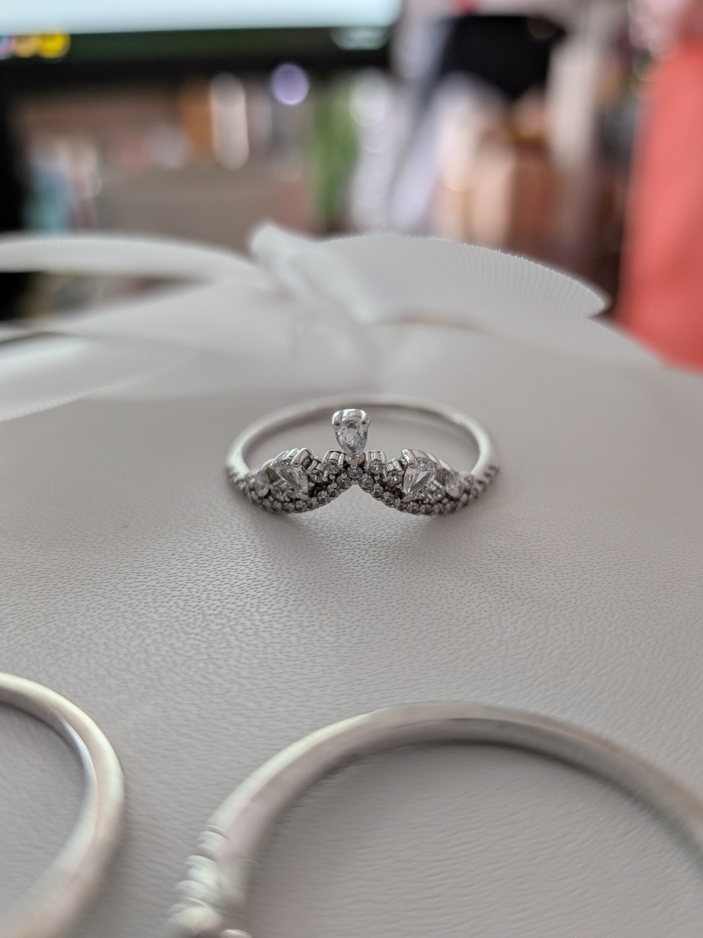 Sterling Silver Chevron .925 Pave Stackable Rings - 3 Rings - Picture 5 of 8